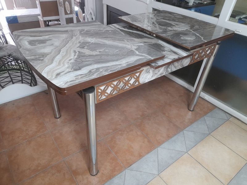 MDF TABLA METAL GÜMÜŞ AYAK MASA